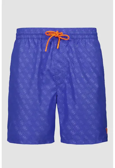 Pantaloni scurti de baie cu model monograma - Albastru inchis