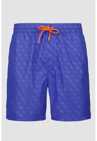 Pantaloni scurti de baie cu model monograma - Albastru inchis
