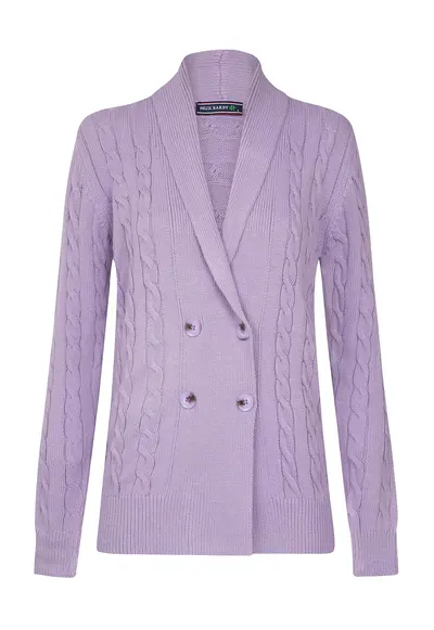 Cardigan din amestec de lana cu model torsade - Lila