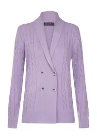 Cardigan din amestec de lana cu model torsade - Lila