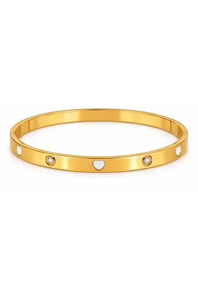 Bratara aurie - tip bangle - din otel inoxidabil - suflata cu aur 18k - cu zirconii - Amelira C6
