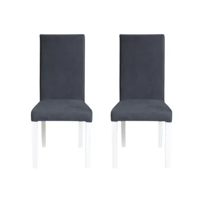 Set 2 scaune living TEO, picioare lemn alb, stofa z albastru, 46x60x98 cm