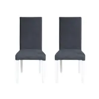 Set 2 scaune living TEO, picioare lemn alb, stofa z albastru, 46x60x98 cm