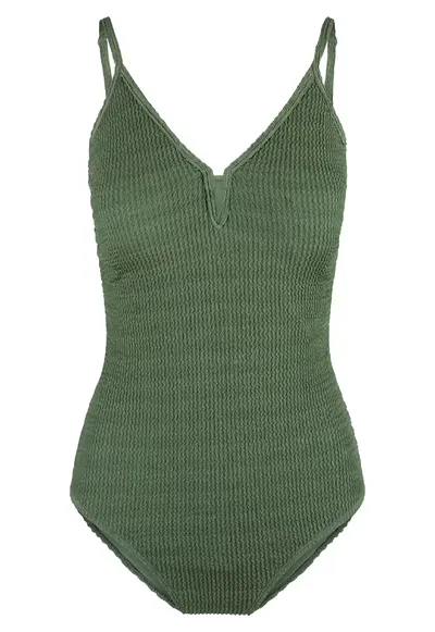 Costum de baie intreg cu aspect stralucitor - Verde inchis