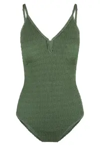 Costum de baie intreg cu aspect stralucitor - Verde inchis