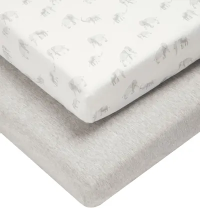Cearșaf de jos cu elastic pentru pat Mamas & Papas - Elephant, 70 x 142 cm, 2 buc