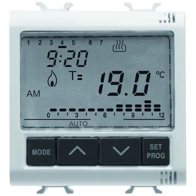 Termostat electronic cu programare zilnica/saptamanala 2 module Gewiss Chorus GW10703, alb