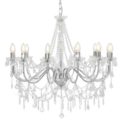 vidaXL Candelabru cu mărgele, argintiu, 12 becuri x E14