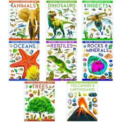 Universal Knowledge Library Animals and Nature 8 Volumes Book Collection Set: (Animals, Dinosaurs, Insects, Oceans, Reptiles, Rocks & Minerals, Trees, Volcanoes & Earthquakes)