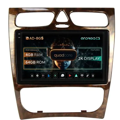 Navigatie 2K Benz C Class (W203) (2002-2004), Android, S-Quadcore 4GB RAM + 64GB ROM, 9.5 Inch - AD-BGS90042K+AD-BGRKIT416V3