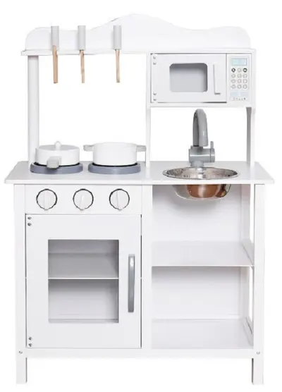 Bucătărie din lemn pentru copii Ginger Home - Cu accesorii, albă