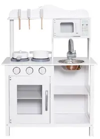 Bucătărie din lemn pentru copii Ginger Home - Cu accesorii, albă