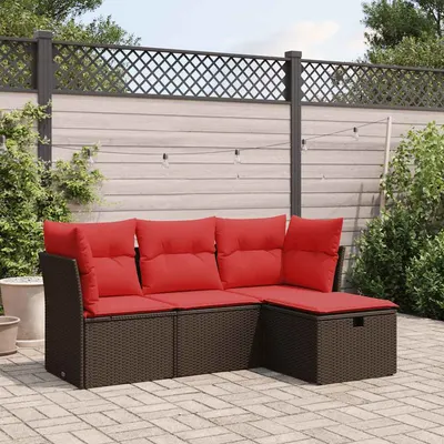 Gossi set canapele de gradina, 4 piese, cu perne, maro poliratan maro