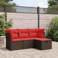 Gossi set canapele de gradina, 4 piese, cu perne, maro poliratan maro