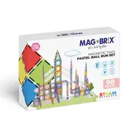 Set magnetic Magblox - 98 piese, circuit cu bile PASTEL - Magbrix Marble Run