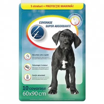 Covorase absorbante 4Dog 60 x 90 cm, 10 buc pachet