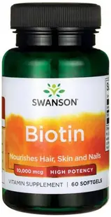 Biotin, 10000 mcg, 60 capsule moi, Swanson