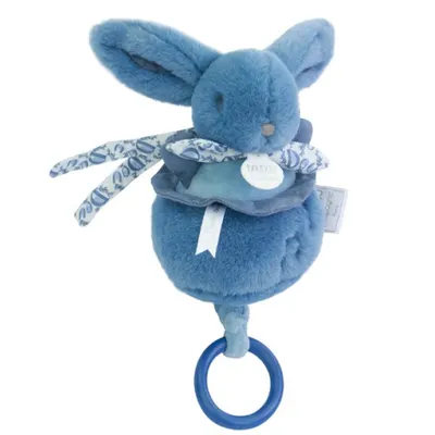 Iepuras muzical Doudou , albastru, 20 cm