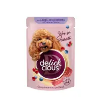 DELICKCIOUS Dessert, XS-S, Miel și Fructe de Pădure, plic hrană umedă câini, (în sos), 80g