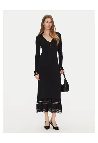 Rochie tricotata de dama negru - fabricata din material de calitate