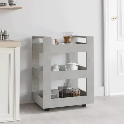 vidaXL Cărucior de bucătărie gri beton 60x45x80 cm lemn prelucrat