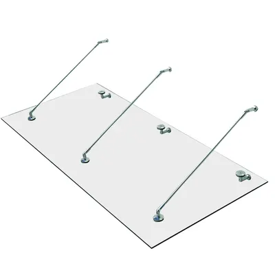 HOMCOM Copertină din sticlă pentru ușă, sticlă călită (ESG), oțel inoxidabil, sticlă transparentă 200x90cm | Aosom Romania
