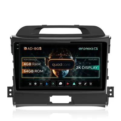 Navigatie 2K Kia Sportage (2010-2016), Android, S-Quadcore 4GB RAM + 64GB ROM, 9.5 Inch - AD-BGS90042K+AD-BGRKIT146