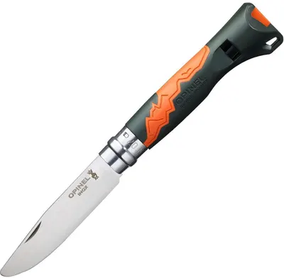 Cuțit pliabil pentru copii Opinel Outdoor - Junior №7, Fluier SOS, kaki