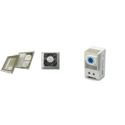 Pachet Complet Racire Avansata Tablou Electric Mare: Ventilator Industrial 177x177mm cu Grilaj, Filtru si Termostat Inteligent