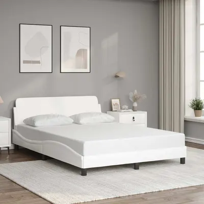 vidaXL Cadru de pat, Dover, alb, 120x200 cm, piele ecologică