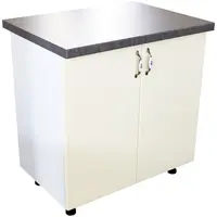 Masca pentru chiuveta cu 2 usi 80 cm Zebra, alb/MDF Vanilie, cu blat Beton, 80 x 85 x 60 cm