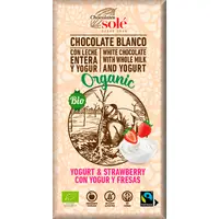 Ciocolata alba cu iaurt si capsuni Bio, 100g, Chocolates Sole