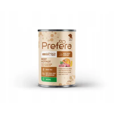 PREFERA Pro H&T Hotpot, XS-XL, Vită, conservă hrană umedă fără cereale câini, (în suc propriu), 400g