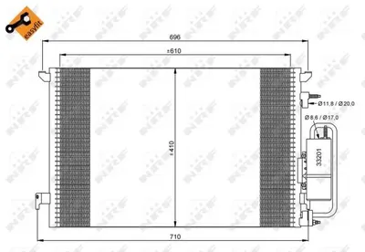 Radiator clima AC cu uscator FIAT CROMA; OPEL SIGNUM, VECTRA C, VECTRA C GTS; SAAB 9-3 1.6-3.2 dupa 2002