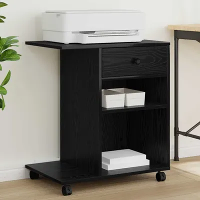 vidaXL Suport pentru imprimantă Stejar Negru 60 x 40 x 68,5 cm