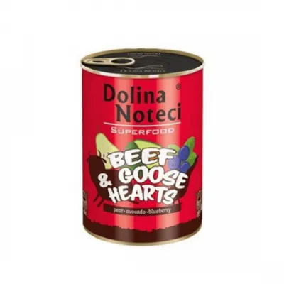 Hrana umeda pentru caini Dolina Noteci Superfood Vita/Inimi gasca 800 gr