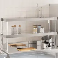 vidaXL Raft cu 2 niveluri masă de lucru, 110x30x35 cm, oțel inoxidabil