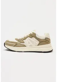 Pantofi sport cu insertii din plas - Verde sparanghel/Alb murdar
