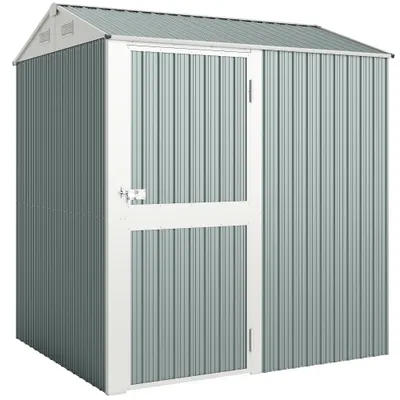 Outsunny Șopron metalic pentru unelte 3,5 m², șopron înalt încuiabil cu acoperiș în două ape, ventilații, mănuși, 209 x 177 x 236 cm | Aosom Romania