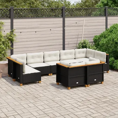 Gossi set mobilier de gradina cu perne, 9 piese, negru, poliratan