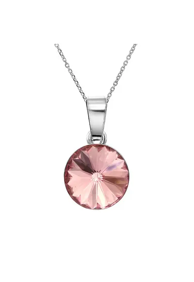 Colier Argint 925 placat cu rodiu cu Cristale Swarovski® Rivoli 10mm - Roz