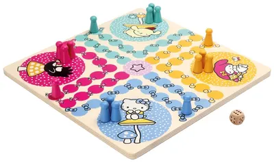 Joc de tablă din lemn Micki - Omule,nu te supăra, Hello Kitty and friends