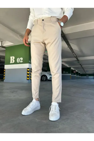 Pantaloni barbati casual bej C001