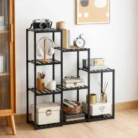 Raft depozitare multifunctional cu 7 niveluri negru 95x82.5x27.5 cm