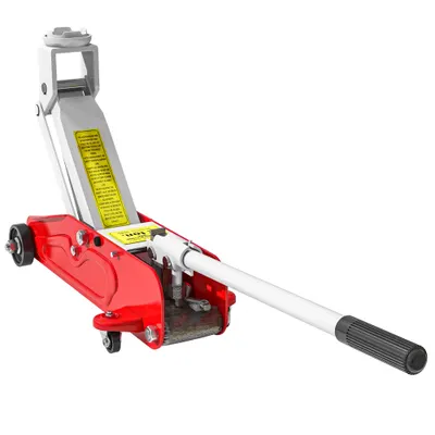 HOMCOM Cric Hidraulic cu Ridicare 12-30 cm și Capacitate 2.5 Tone, din Oțel Întărit, Roșu și Gri | Aosom Romania