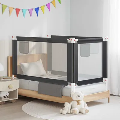 vidaXL Balustradă de protecție pat copii, gri închis, 150x25 cm textil