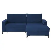 Coltar extensibil FREDERIC, cu arcuri si lada depozitare, colt dreapta, albastru, 235x160x95 cm