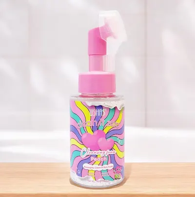 Spuma cu Perie de Silicon pentru Curatare Faciala Peach 300ml