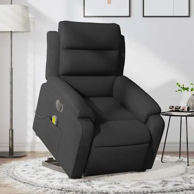 vidaXL Fotoliu electric de masaj rabatabil cu ridicare, negru, textil