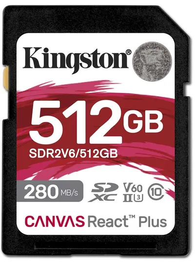 Card de memorie Kingston - Canvas React Plus V60, 512GB, SDXC, Class 10